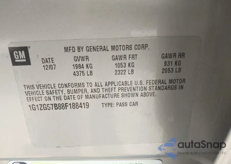 2008 Chevrolet Malibu Ls from USA, damaged, VIN 1G1ZG57B88F188419